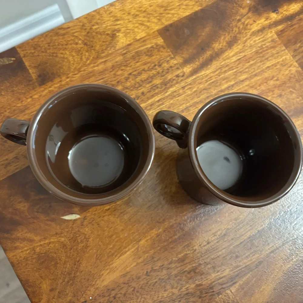 Classic Brown Fiesta ware Ceramic Coffee Mugs - Picture 2 of 3